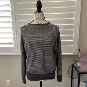 Long sleeve striped dark and light gray sweater